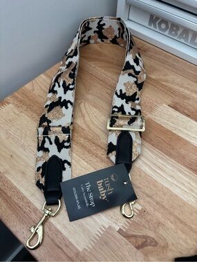 Metallic Leopard Jacquard Adjustable Bag Strap